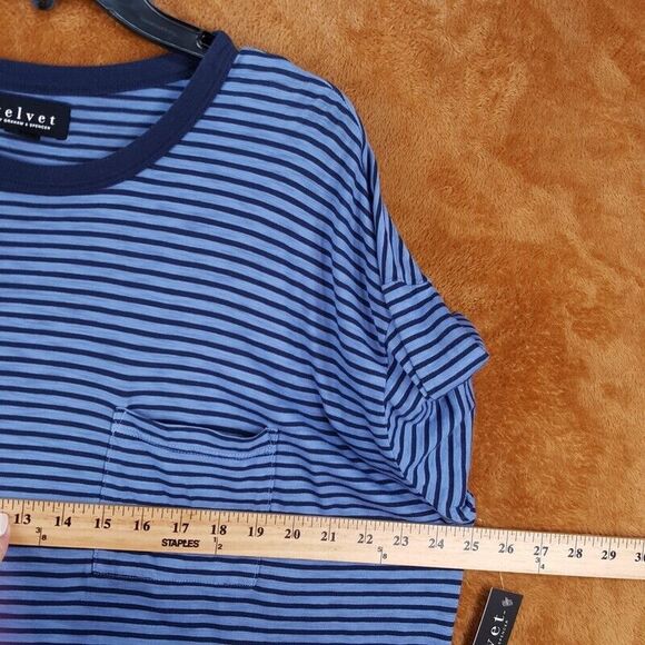 VELVET GRAHAM SPENCER Mens Shirt XL Blue Stripe Pullover Crew Pocket Tee JEREMY - Picture 7 of 9